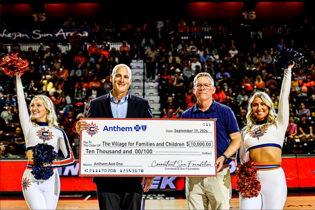 The Village was grateful to be selected as the Connecticut Sun’s “Anthem And-One” children’s mental health beneficiary. Thank you to the Sun and Anthem for their generous $10,000 donation to support our work.